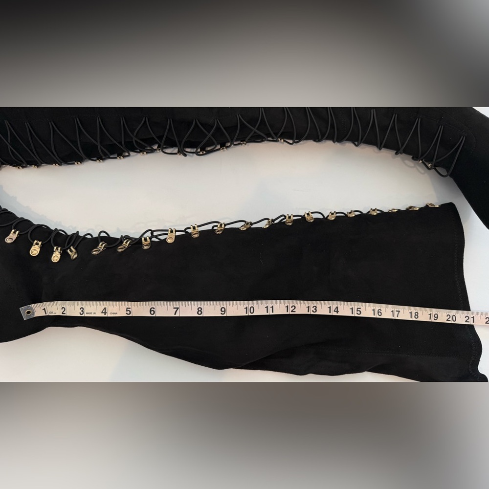 Journee Collection Black Over the Knee Boots with Gold Details - Picture 7 of 9